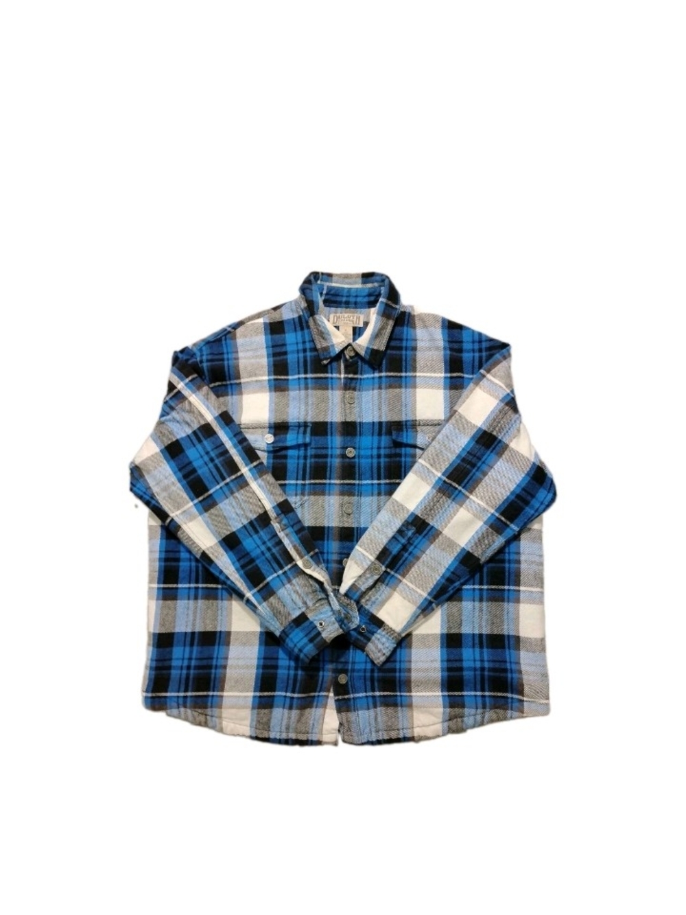 Duluth Trading Co Mens Heavy Shacket Snap Front Lined Flannel Shirt XL Blue